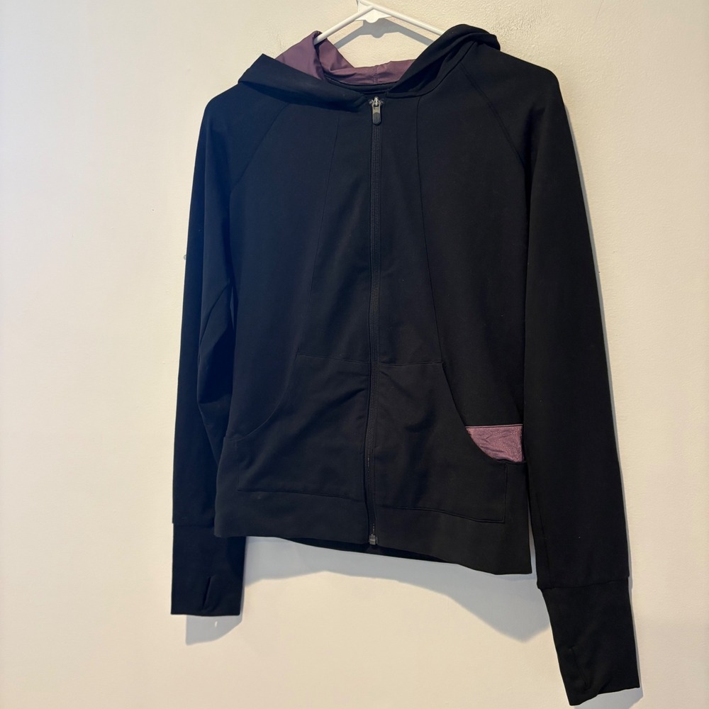 VSX Victoria's Secret Black Purple Athletic Zip Up Hoodie Activewear Jacket - Picture 2 of 6